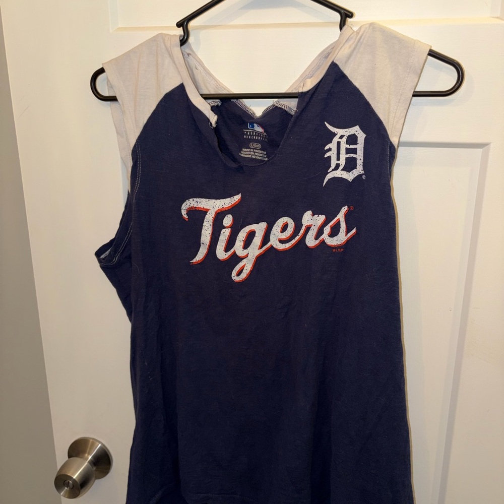 Detroit Tigers Navy & Gray Sleeveless Tank Top